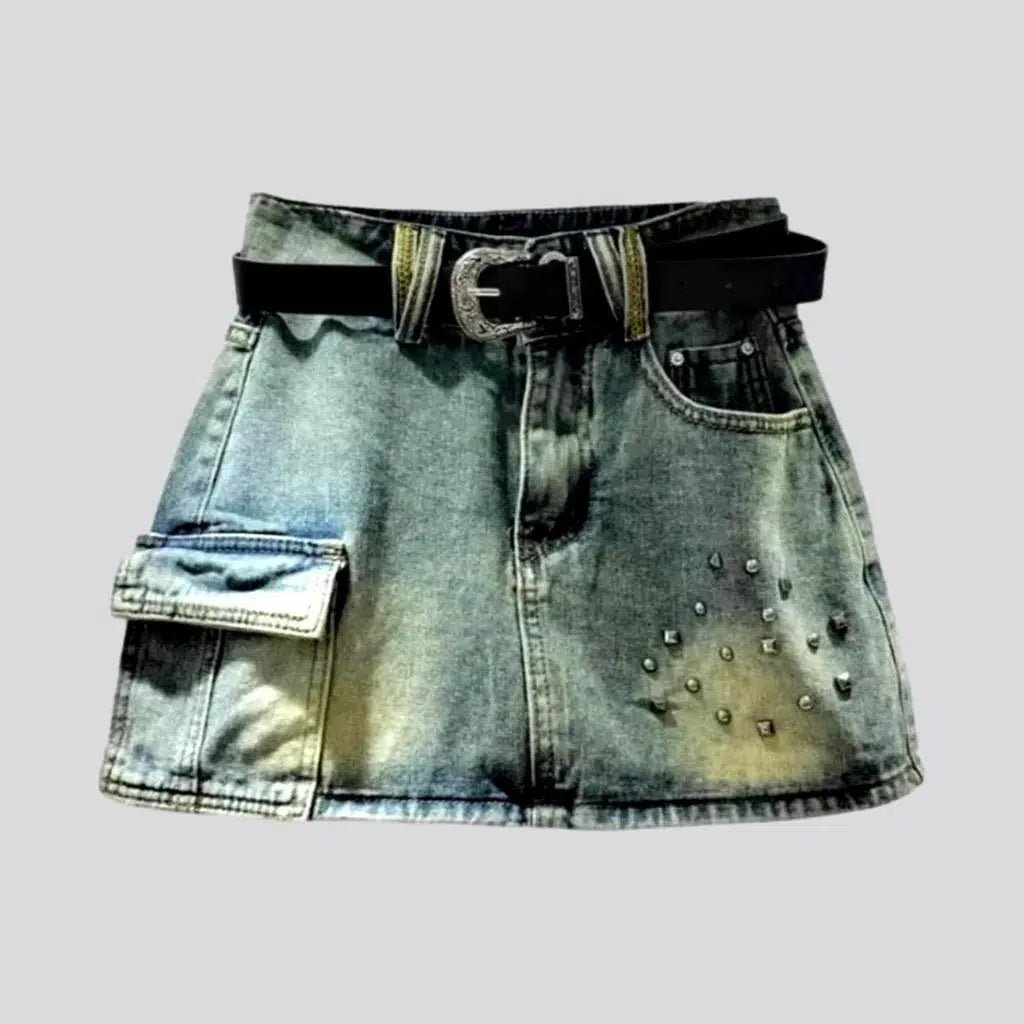Embellished mini jeans skort
 for ladies | Jeans4you.shop