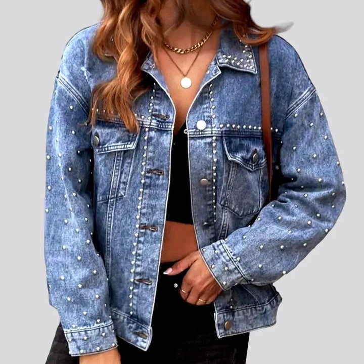 Embellished oversized jeans jacket
 for women | Jeans4you.shop