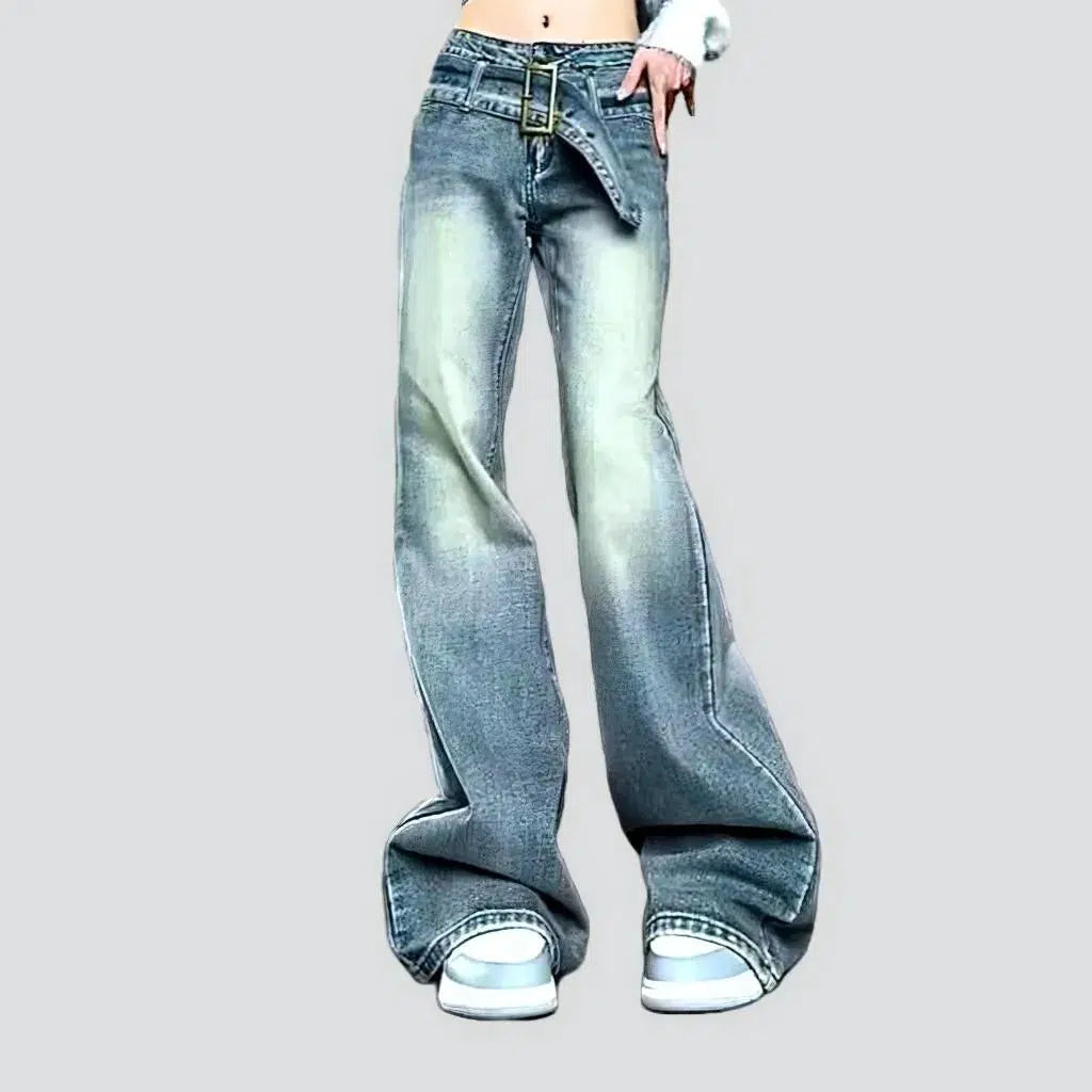 Embellished with belt sanded jeans
 for ladies | Jeans4you.shop