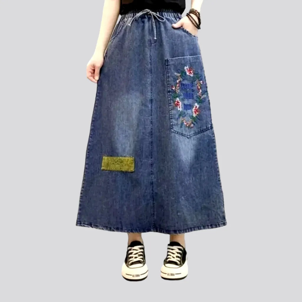 Embroidered boho women's denim skirt | Jeans4you.shop