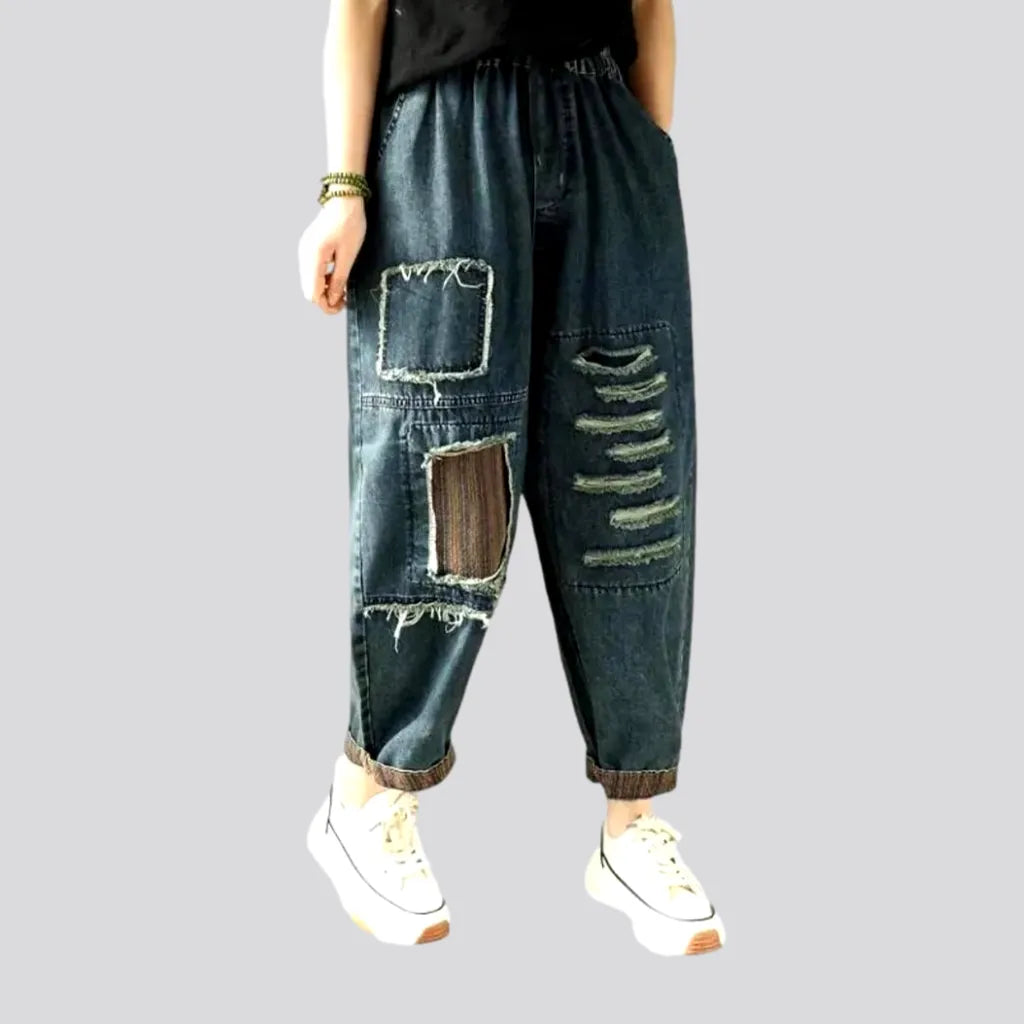 Embroidered distressed women's jean pants | Jeans4you.shop