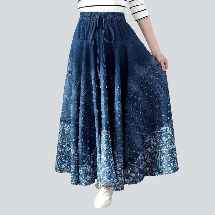 Embroidered flare denim skirt | Jeans4you.shop