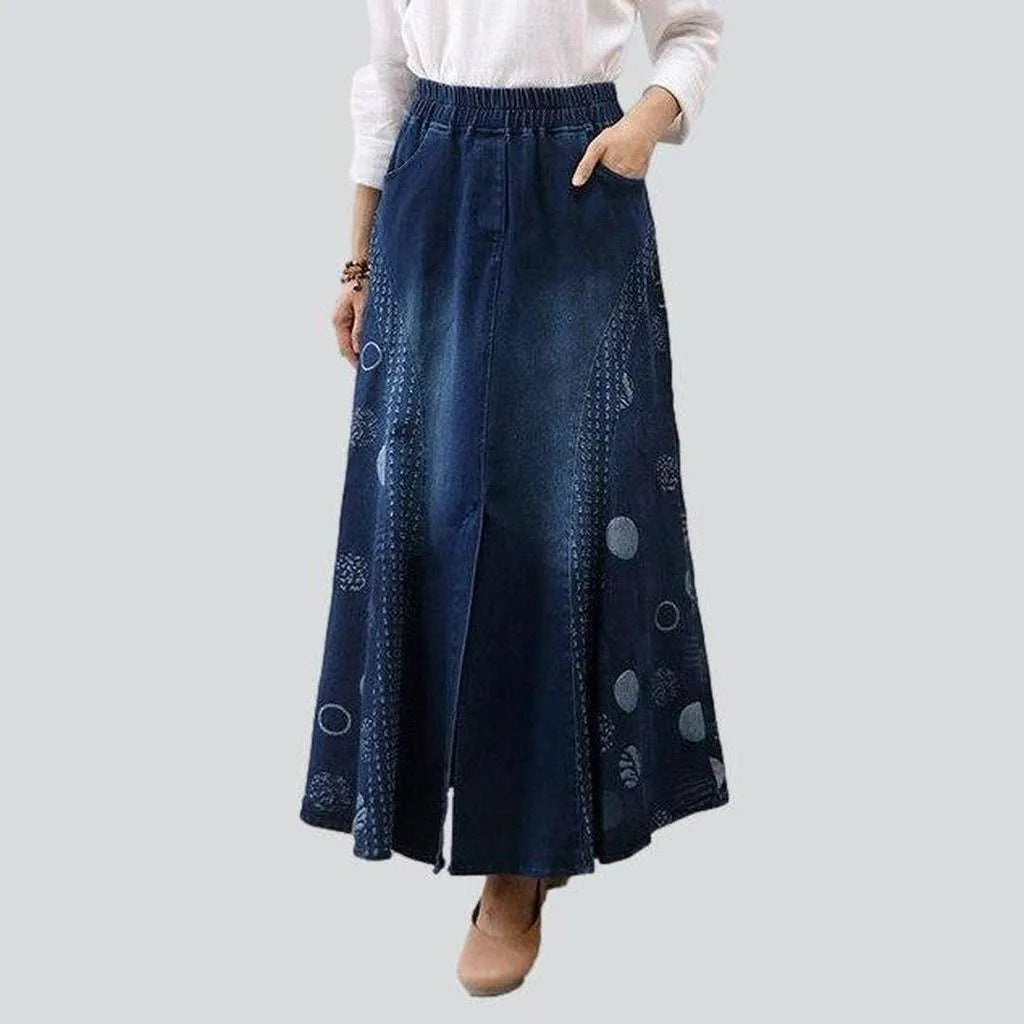 Embroidered flare skirt with pockets | Jeans4you.shop