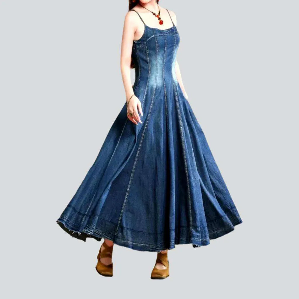 Embroidered long denim dress
 for ladies | Jeans4you.shop