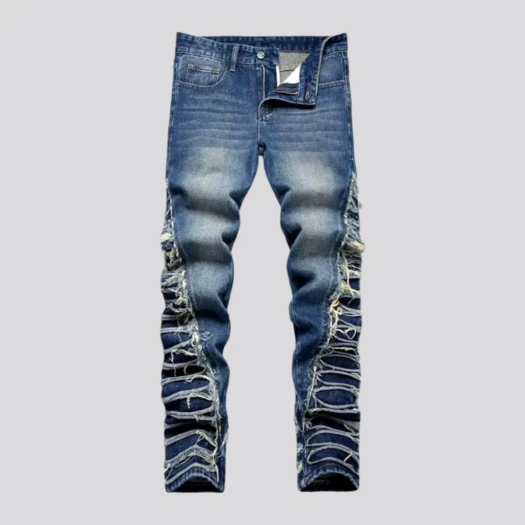 Embroidered men's sanded jeans | Jeans4you.shop