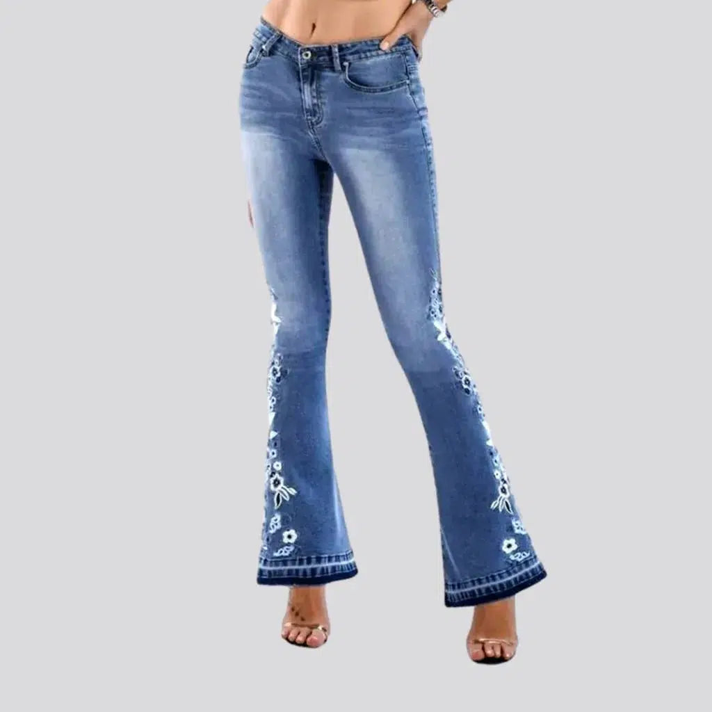 Embroidered mid-waist jeans
 for women | Jeans4you.shop