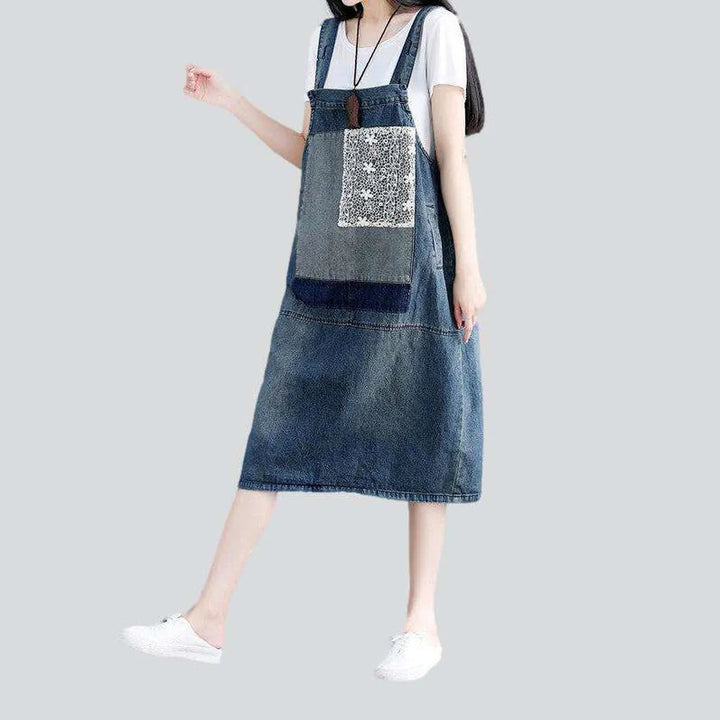 Embroidered patchwork denim dress | Jeans4you.shop