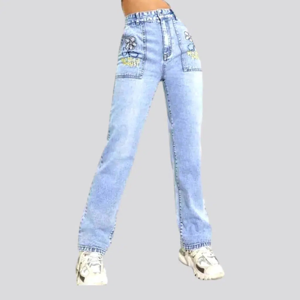 Embroidered straight jeans
 for women | Jeans4you.shop
