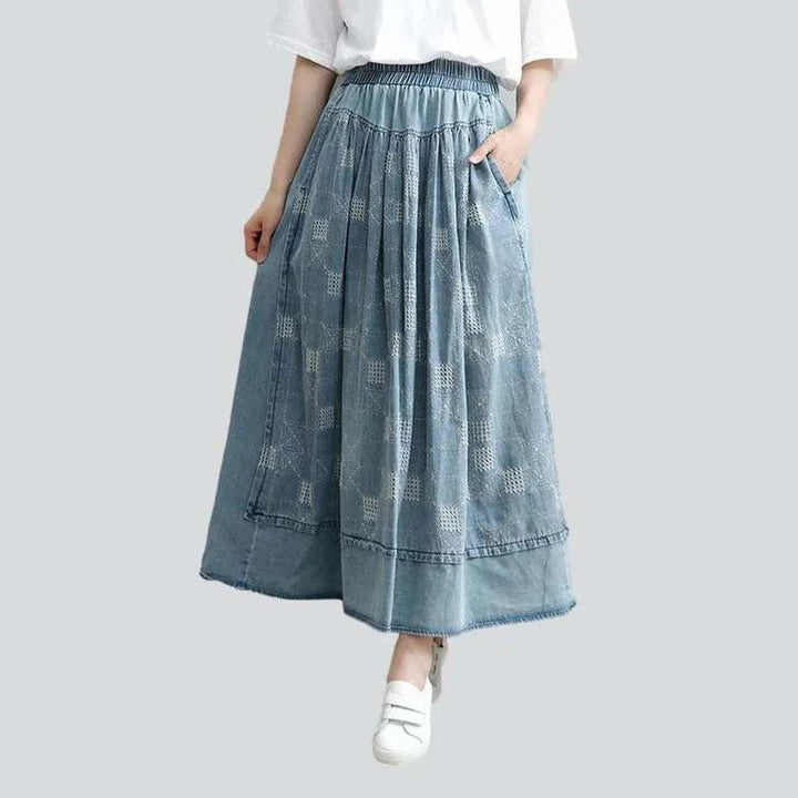 Embroidered with squares long skirt | Jeans4you.shop