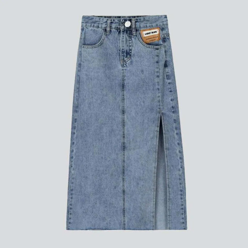 Exposed label long denim skirt | Jeans4you.shop