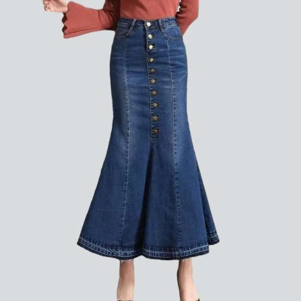 Fishtail jeans skirt with buttons | Jeans4you.shop