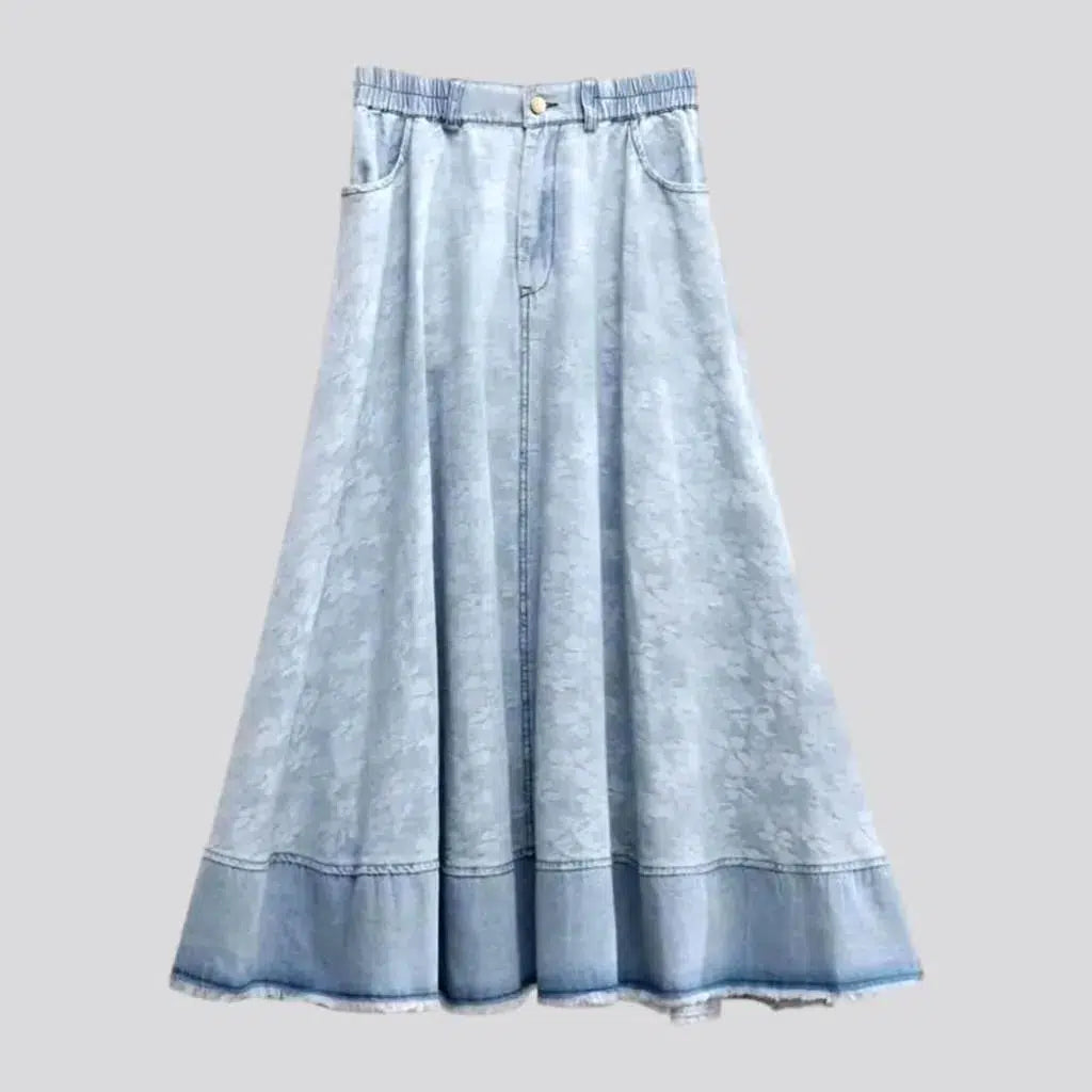 Fit-and-flare raw-hem jeans skirt | Jeans4you.shop