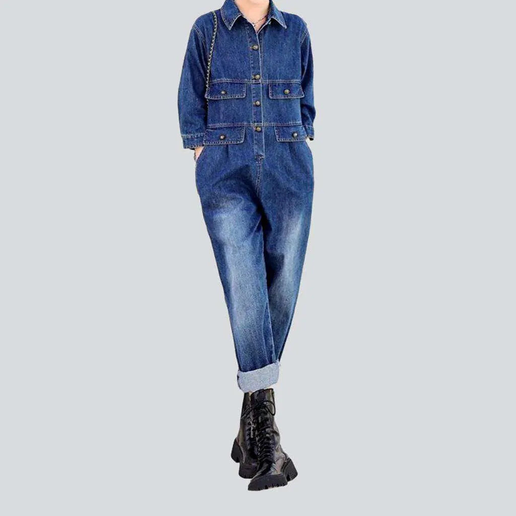 Flack pocket baggy denim overall | Jeans4you.shop