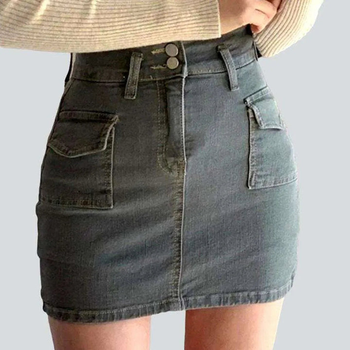 Flap pocket mini denim skirt | Jeans4you.shop