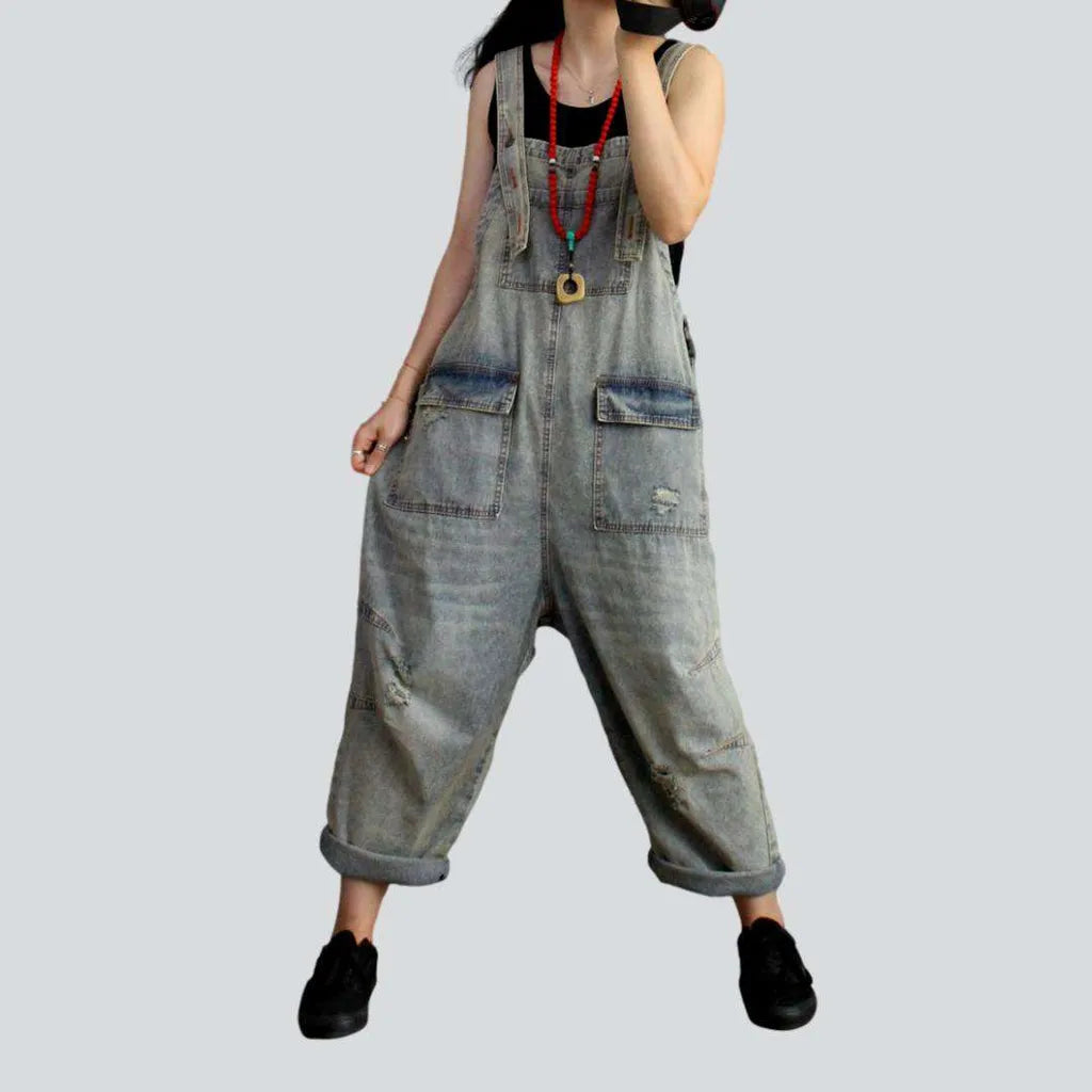 Flap pocket vintage denim overall | Jeans4you.shop