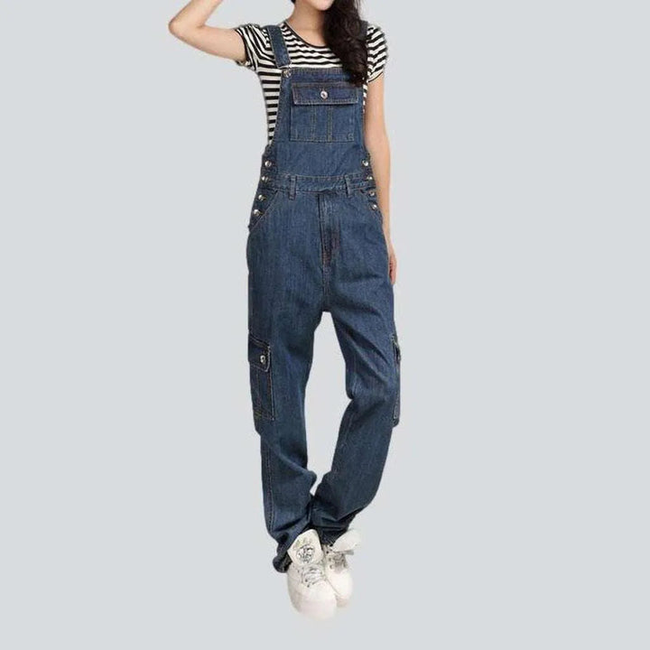 Flap pocket women's denim dungaree | Jeans4you.shop