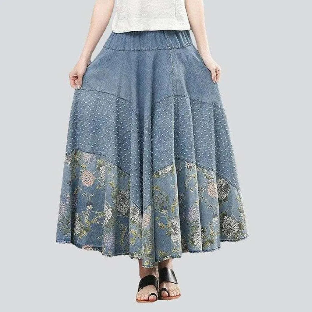 Flare painted long denim skirt | Jeans4you.shop