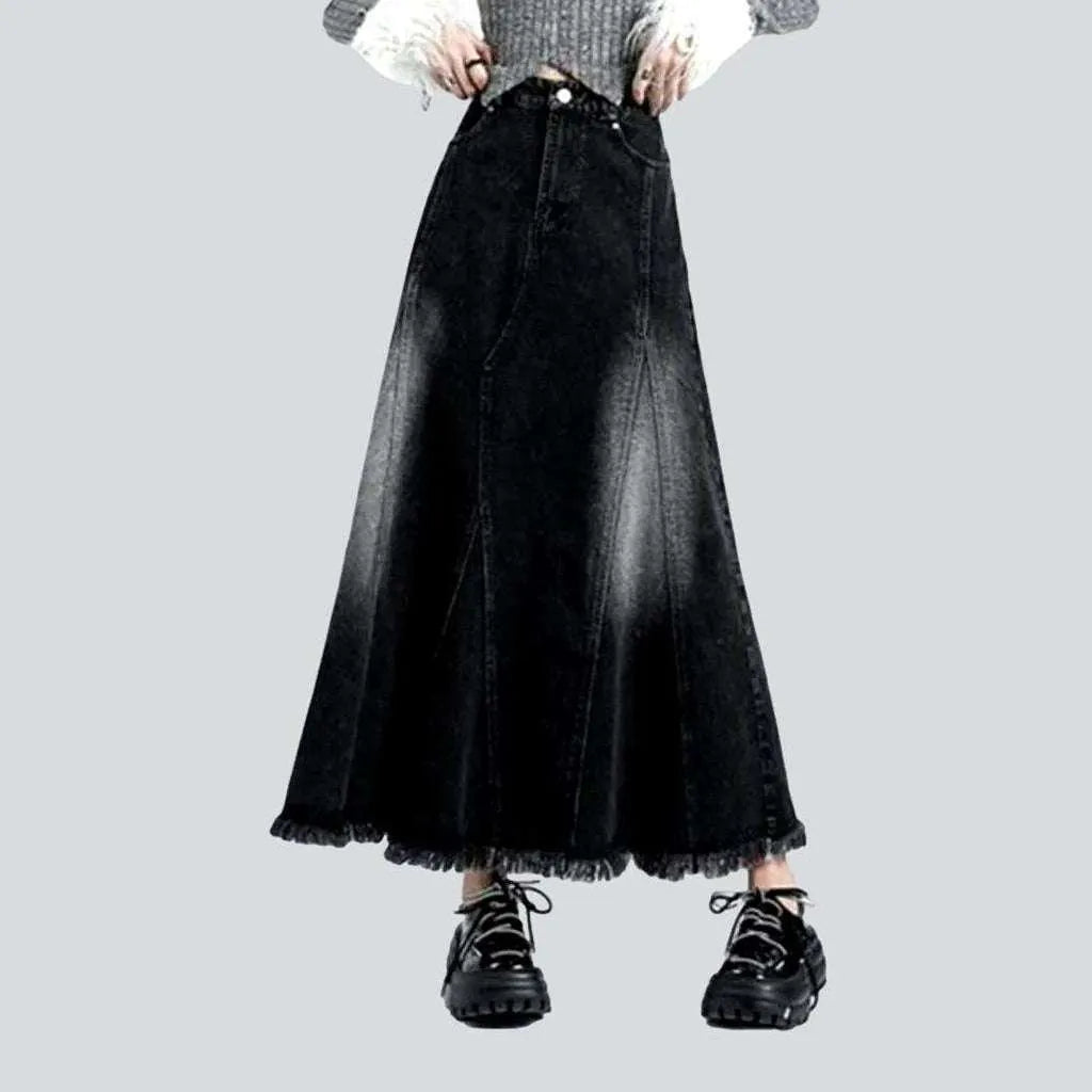 Floor-length sanded denim skirt | Jeans4you.shop