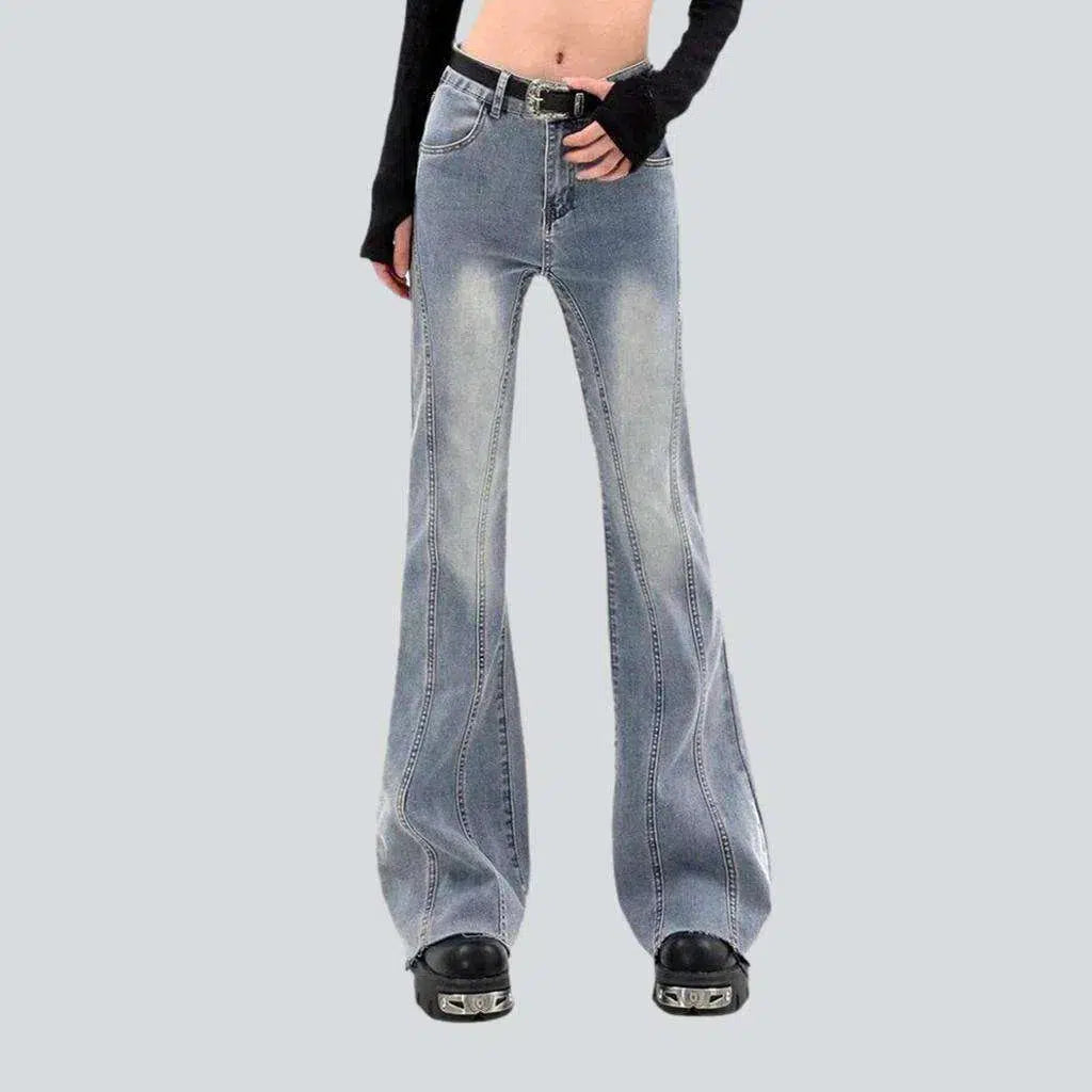 Floor-length sanded jeans
 for women | Jeans4you.shop