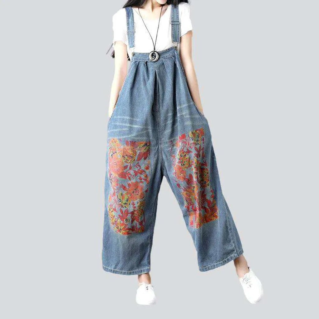 Floral print women's denim jumpsuit | Jeans4you.shop