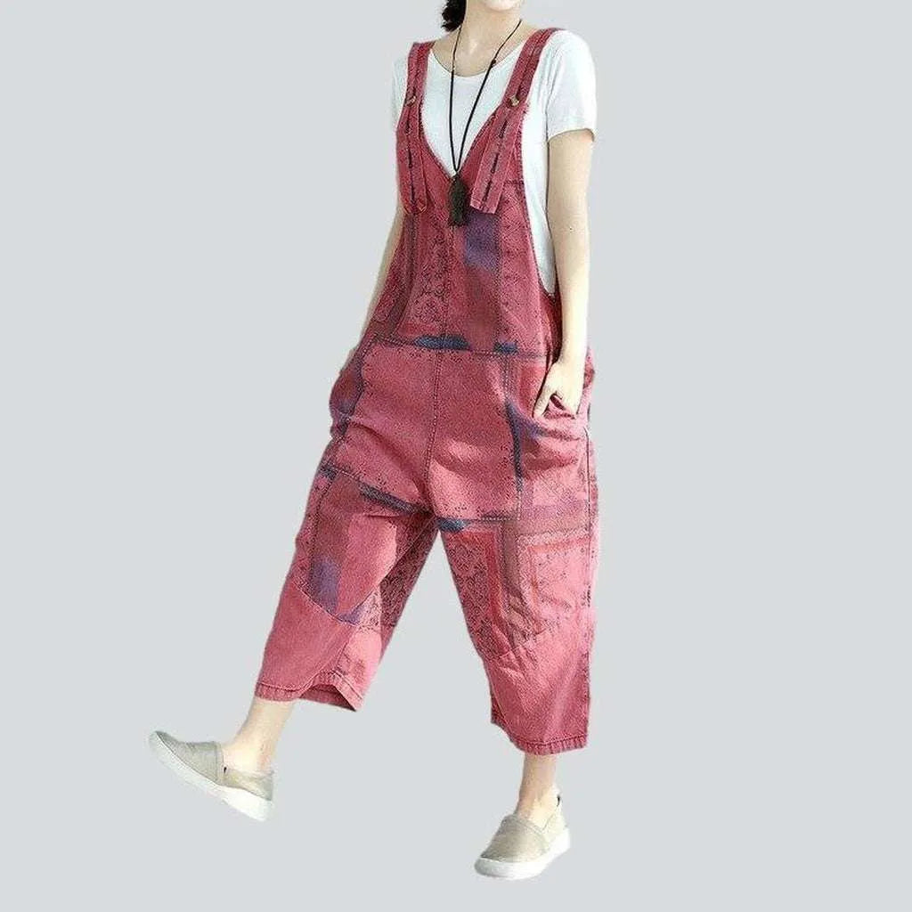 Flower decorated women's jeans overall | Jeans4you.shop