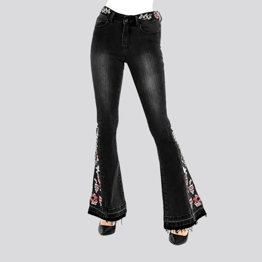 Flower-embroidery boho jeans
 for ladies | Jeans4you.shop
