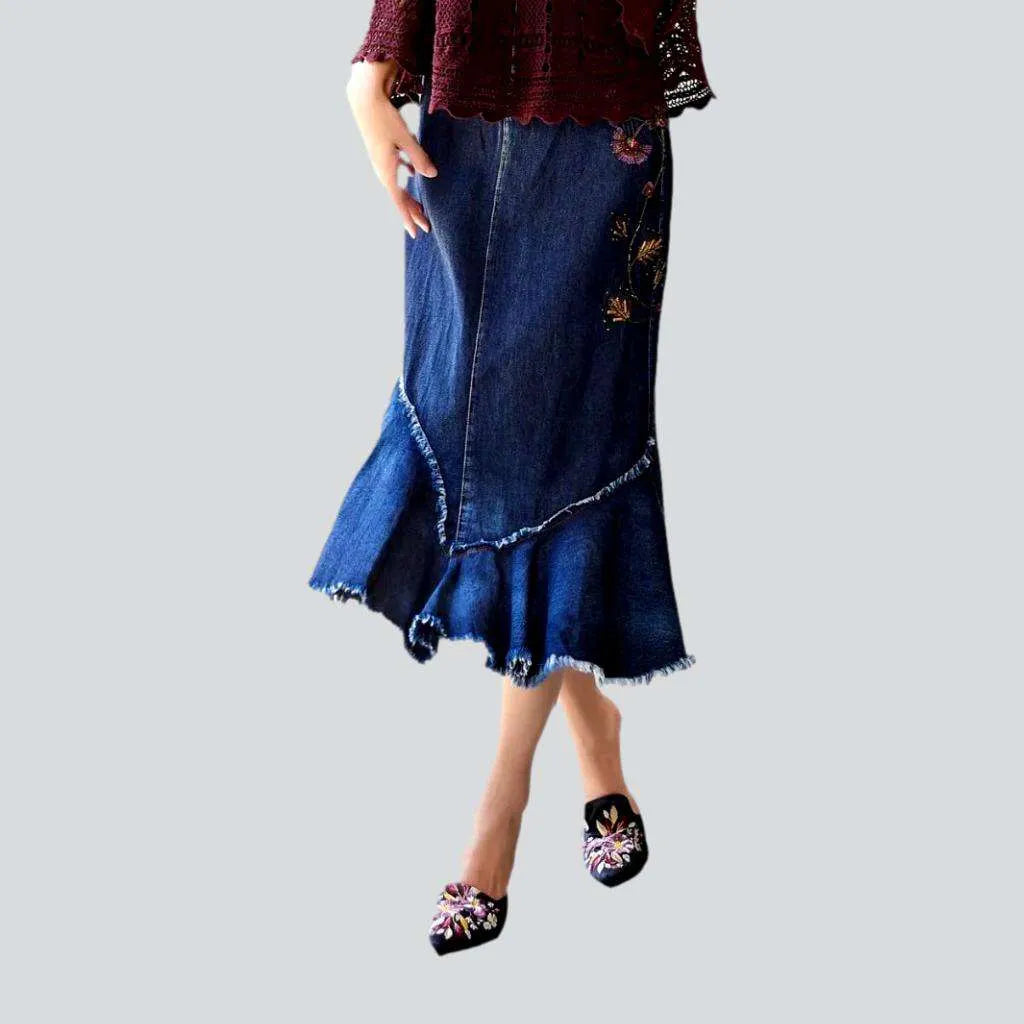 Flower embroidery denim skirt
 for women | Jeans4you.shop
