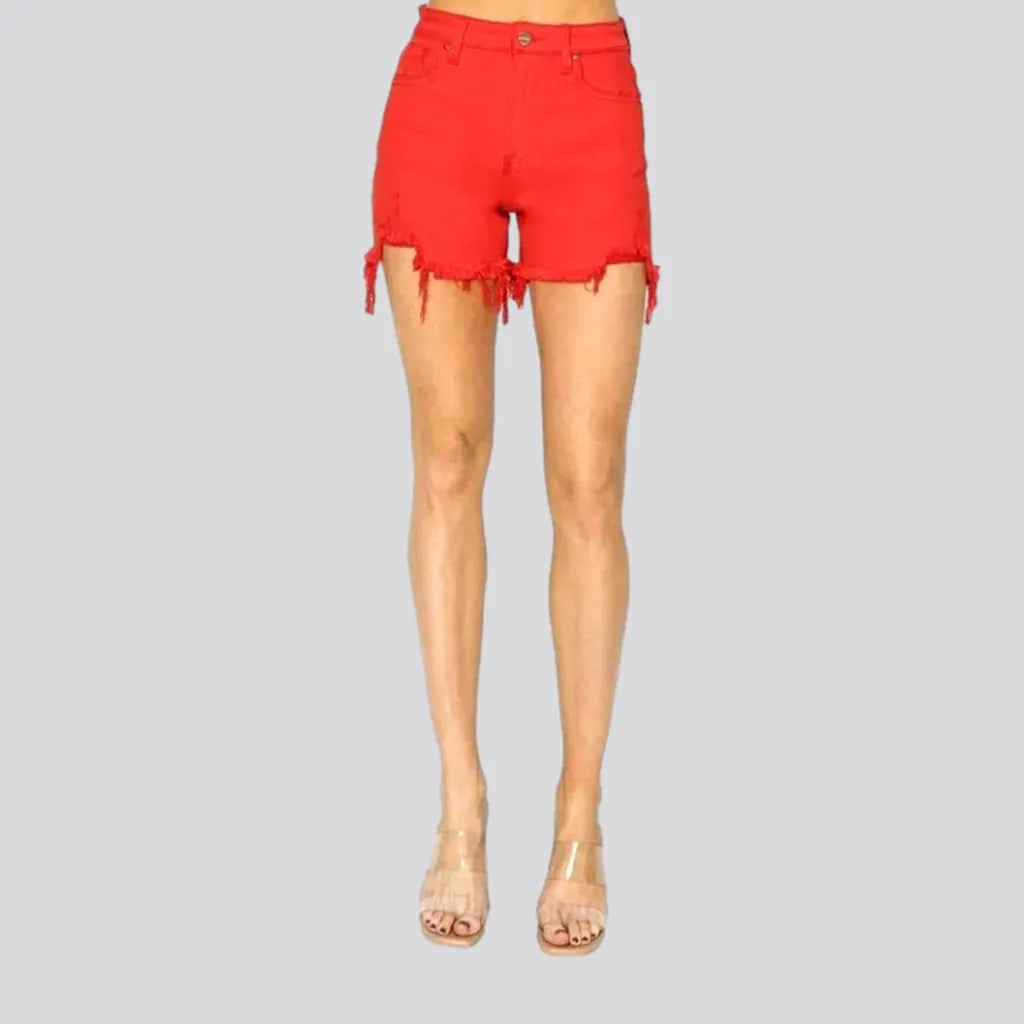 Frayed-hem 5-pockets women's denim shorts | Jeans4you.shop