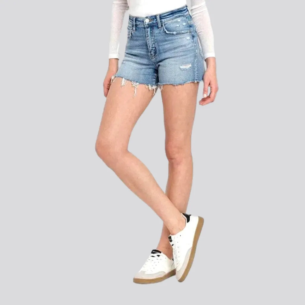 Frayed-hem light-wash denim shorts
 for ladies | Jeans4you.shop