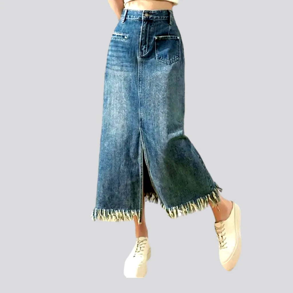 Fringe-hem fashion women's denim skirt | Jeans4you.shop