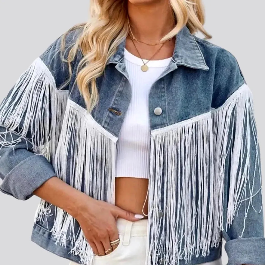Fringe jean jacket
 for women | Jeans4you.shop