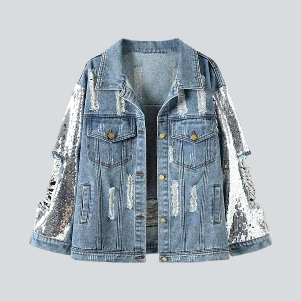 Fully distressed women's denim jacket | Jeans4you.shop