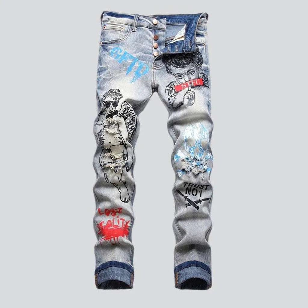 Graffiti-painted men's jeans | Jeans4you.shop