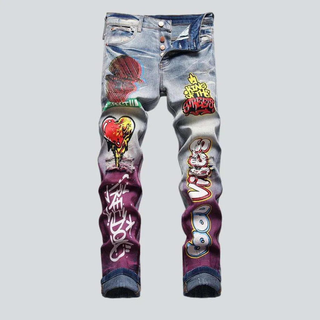 Graffiti print jeans for men | Jeans4you.shop