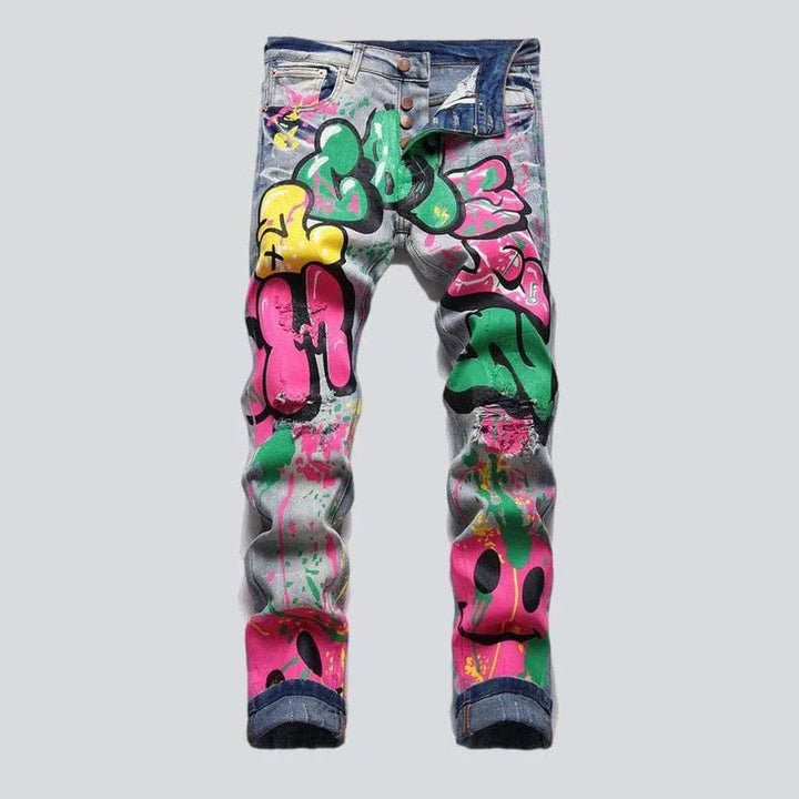 Graffiti print men's jeans | Jeans4you.shop
