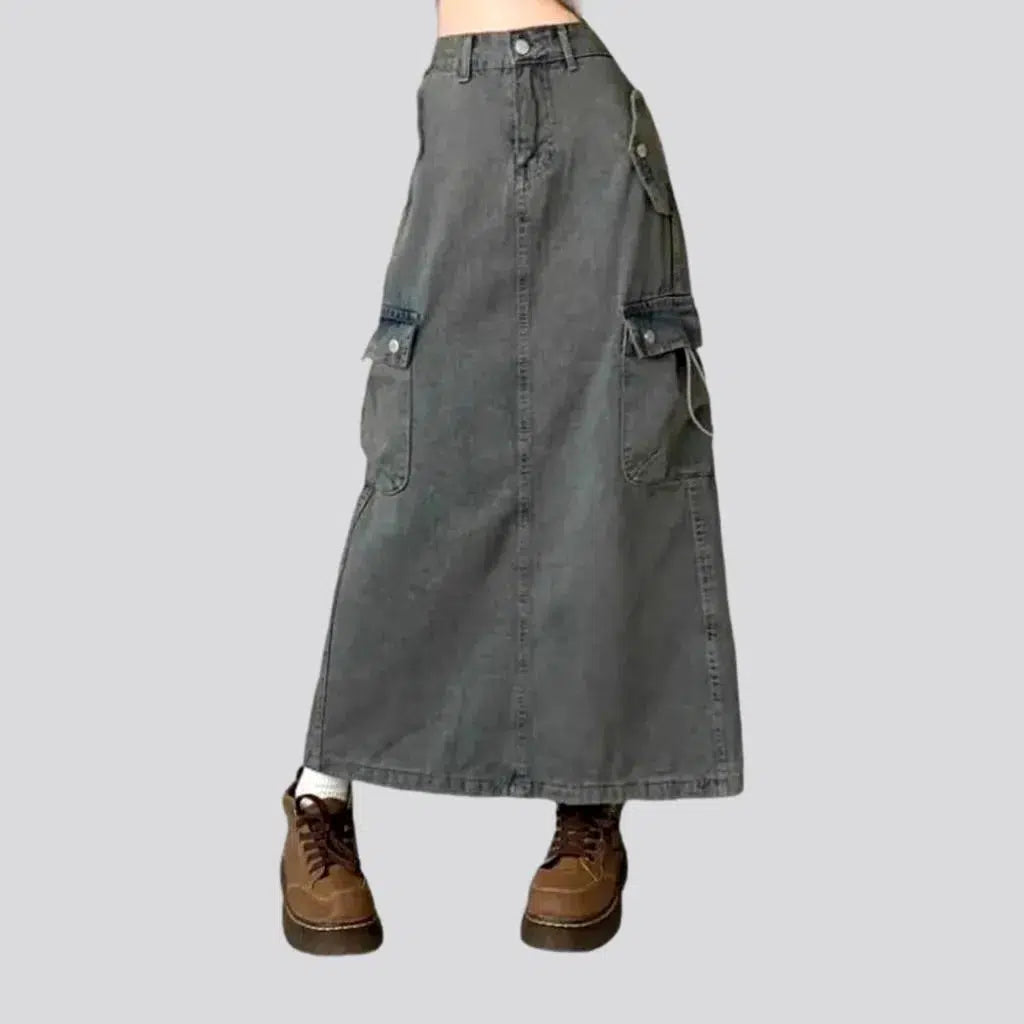 Grey back-slit women's jean skirt | Jeans4you.shop