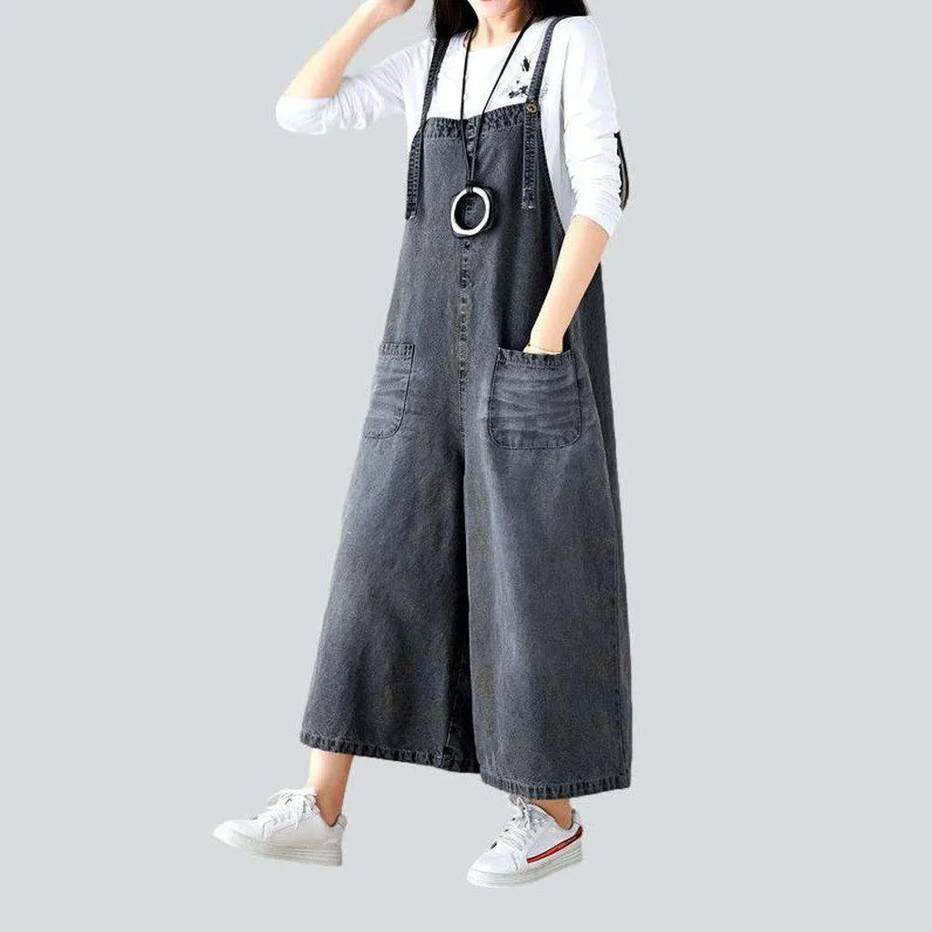 Grey baggy women's denim jumpsuit | Jeans4you.shop