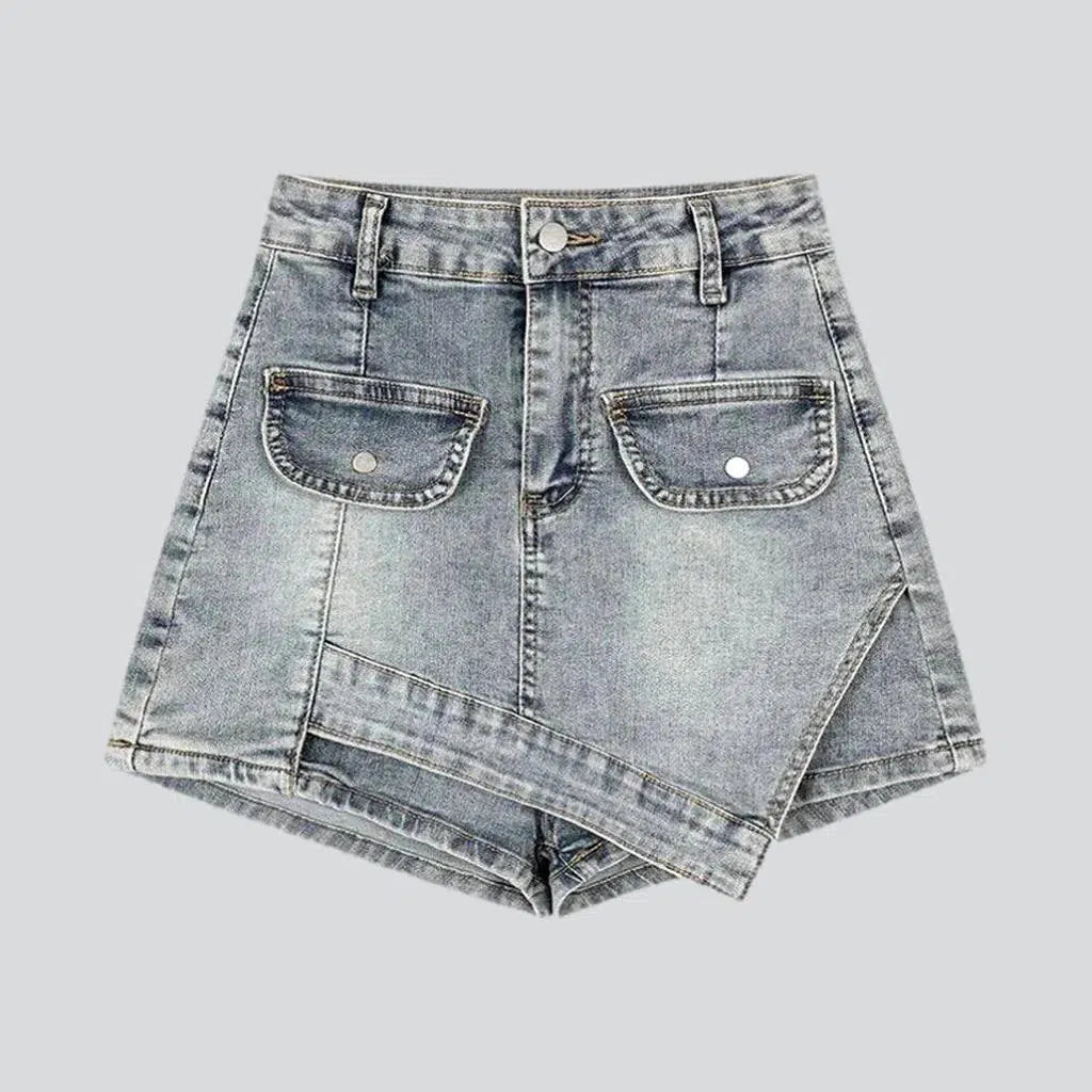 Grey cast mid-waist women's denim skort | Jeans4you.shop