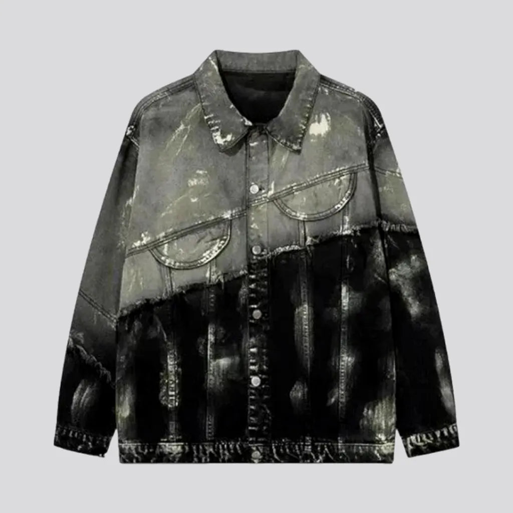 Grey distressed men's denim jacket | Jeans4you.shop