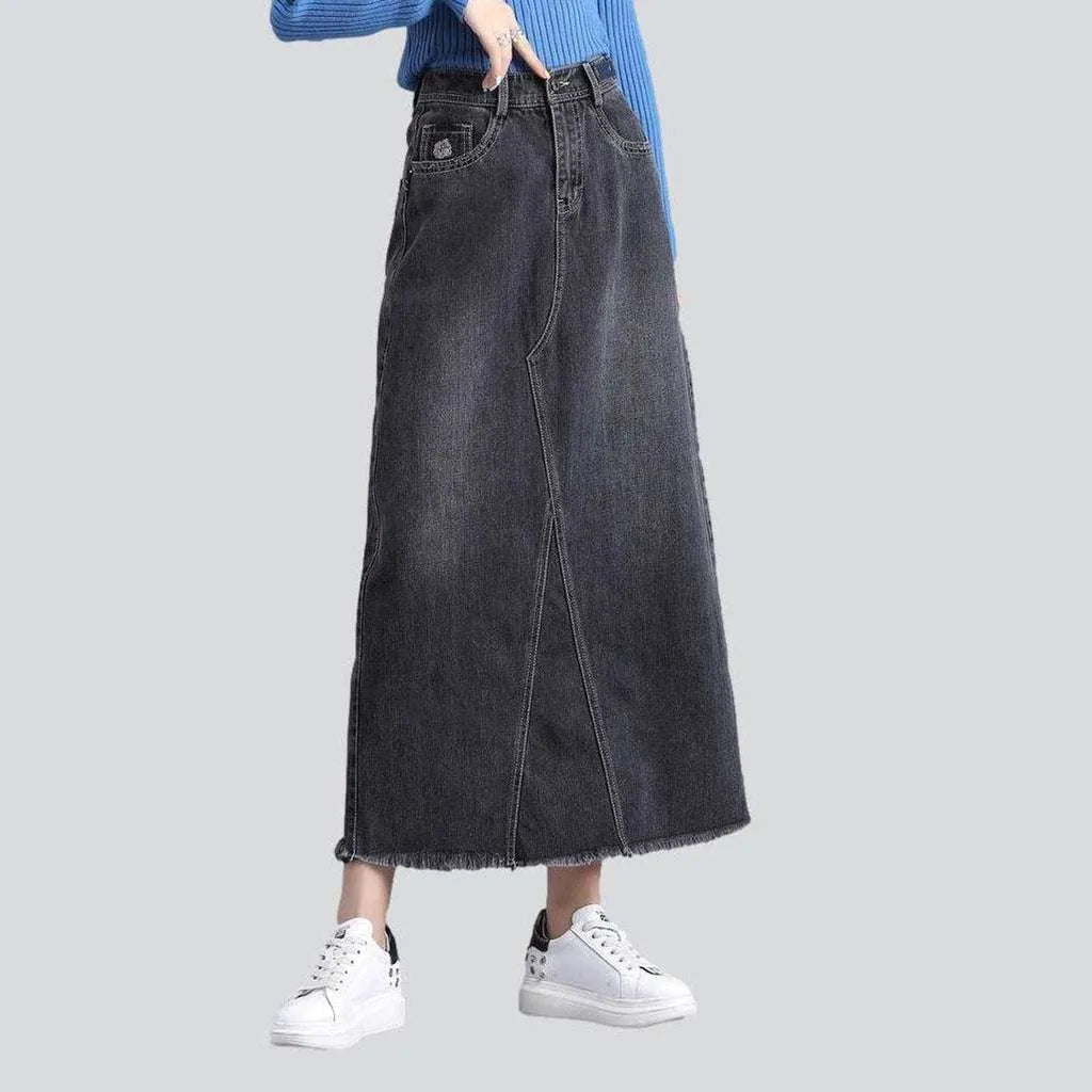 Grey long denim skirt | Jeans4you.shop