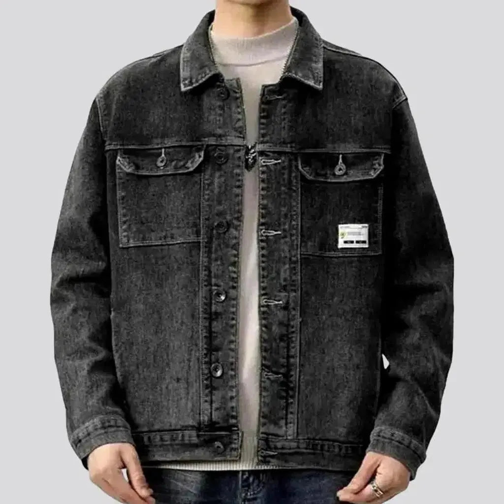 Grey sanded men's jean jacket | Jeans4you.shop