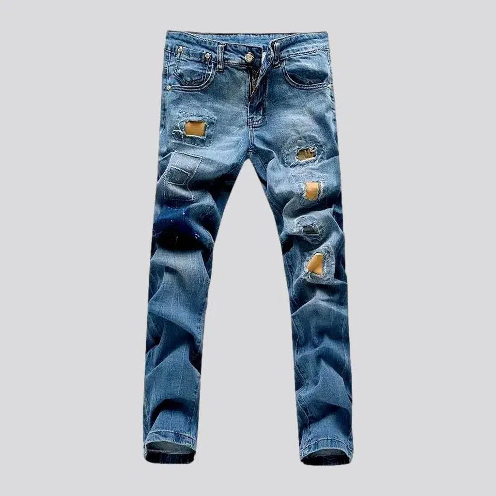 Grunge color-patchwork jeans
 for men | Jeans4you.shop