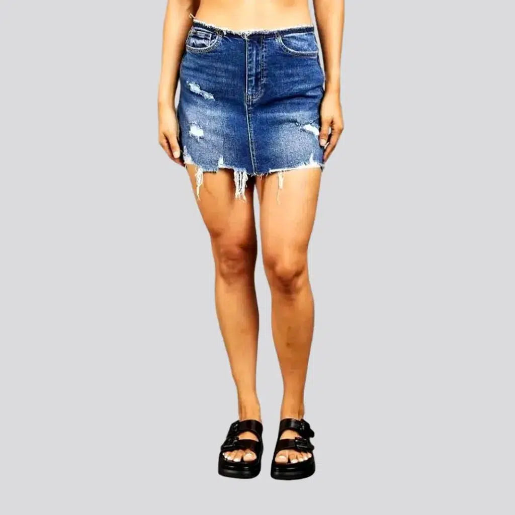 Grunge distressed jean skirt
 for ladies | Jeans4you.shop