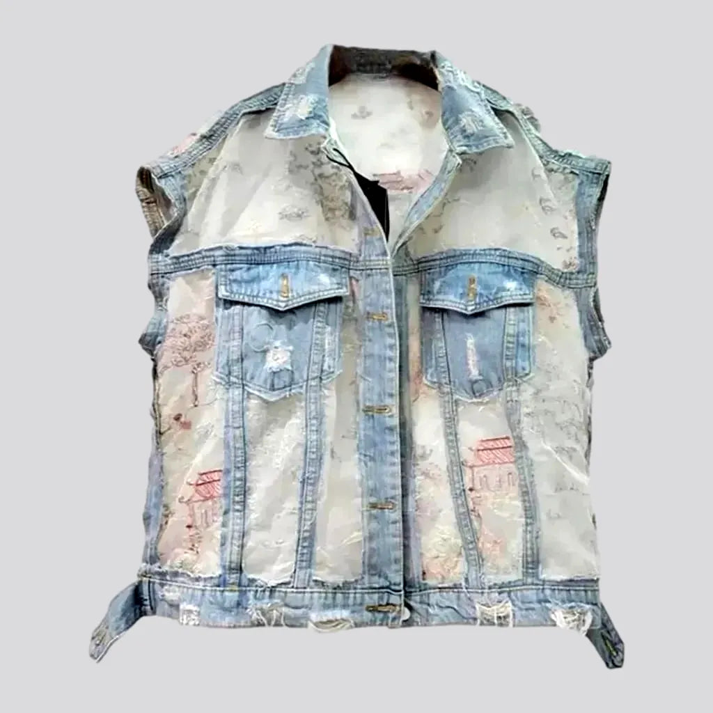 Grunge regular jean vest
 for women | Jeans4you.shop