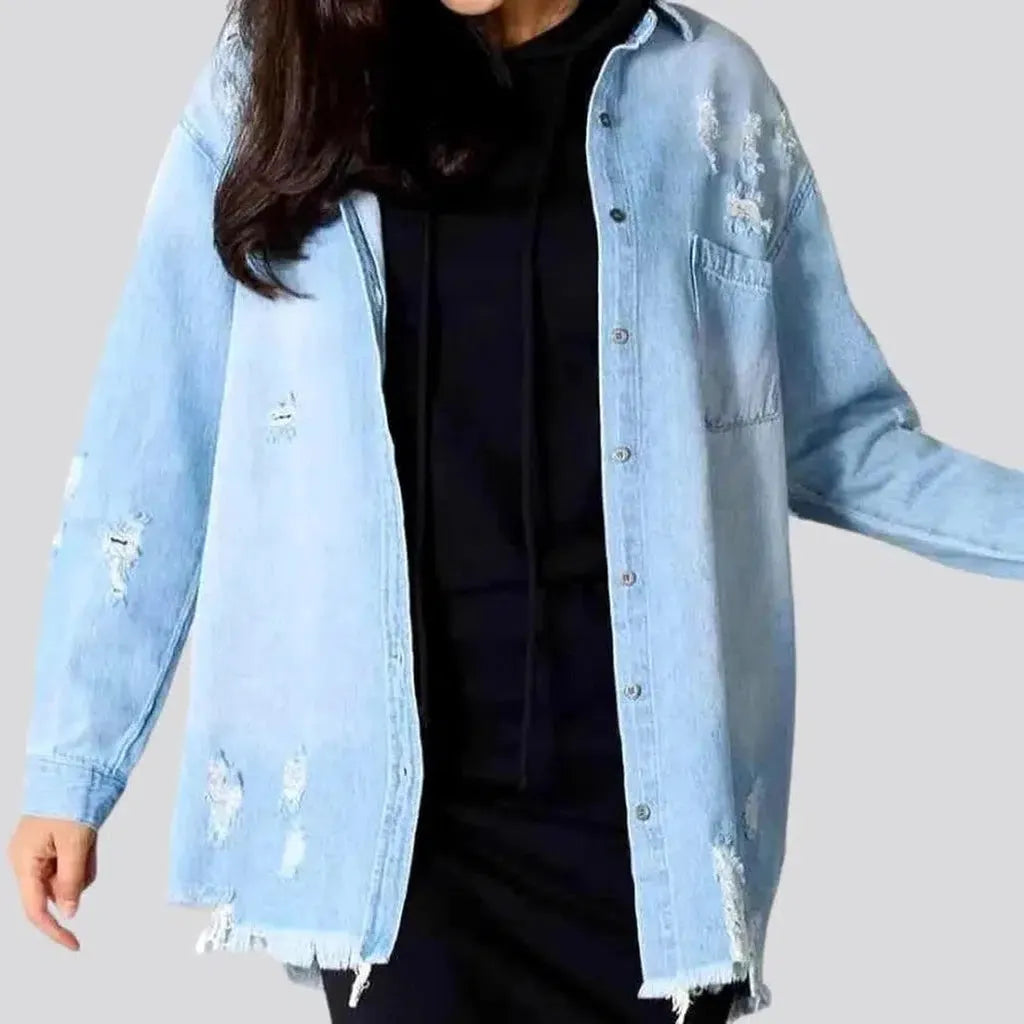 Grunge shirt-like denim jacket
 for ladies | Jeans4you.shop