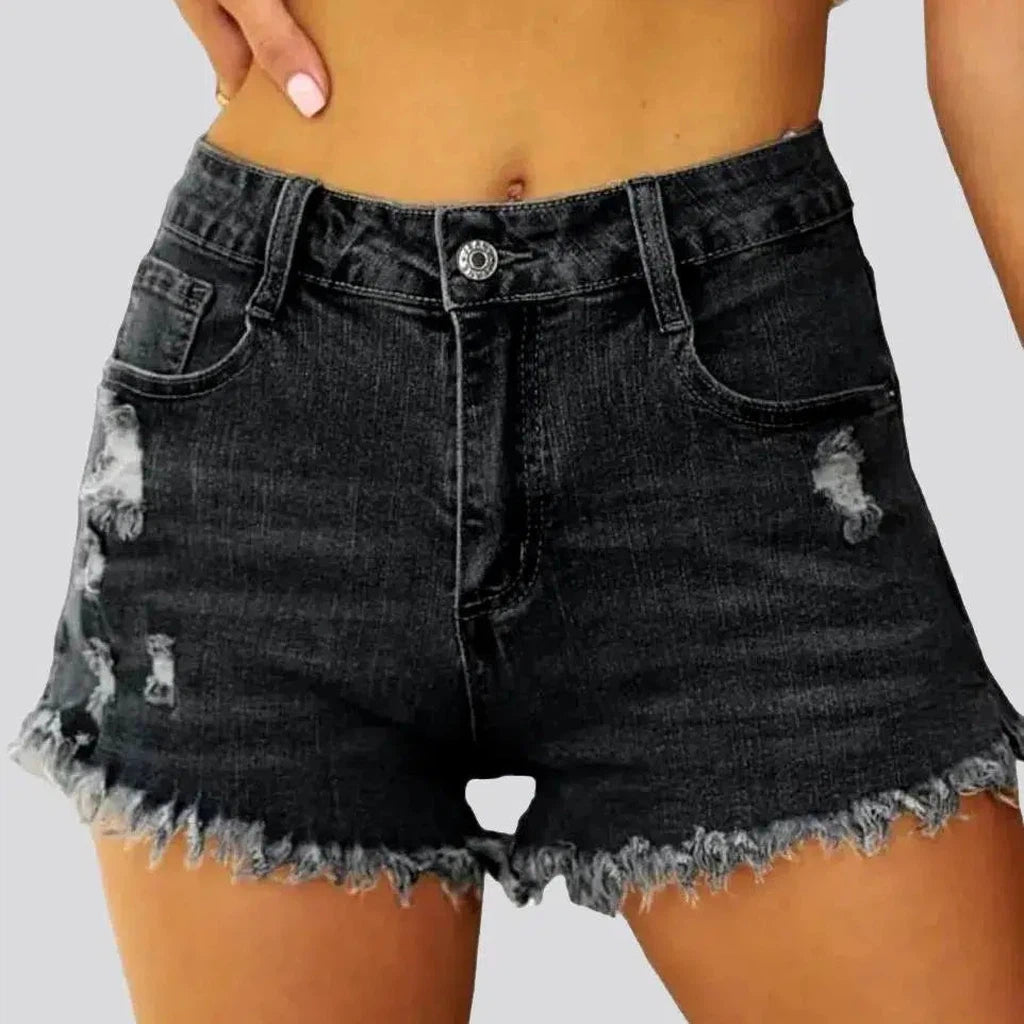 Grunge straight denim shorts
 for ladies | Jeans4you.shop