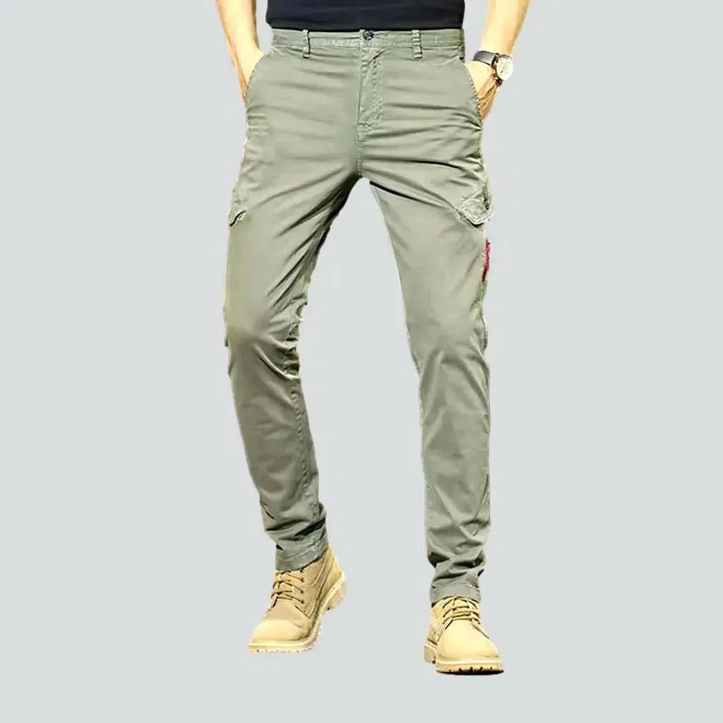 Slim mid-waist men's jeans pants