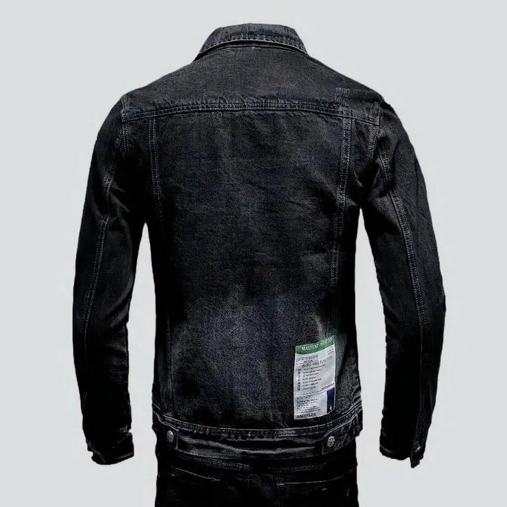 Black slim jean jacket
 for men