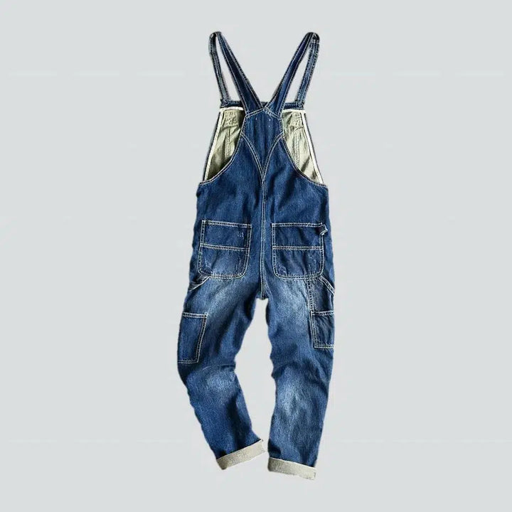 Casual whiskered men's jean jumpsuit