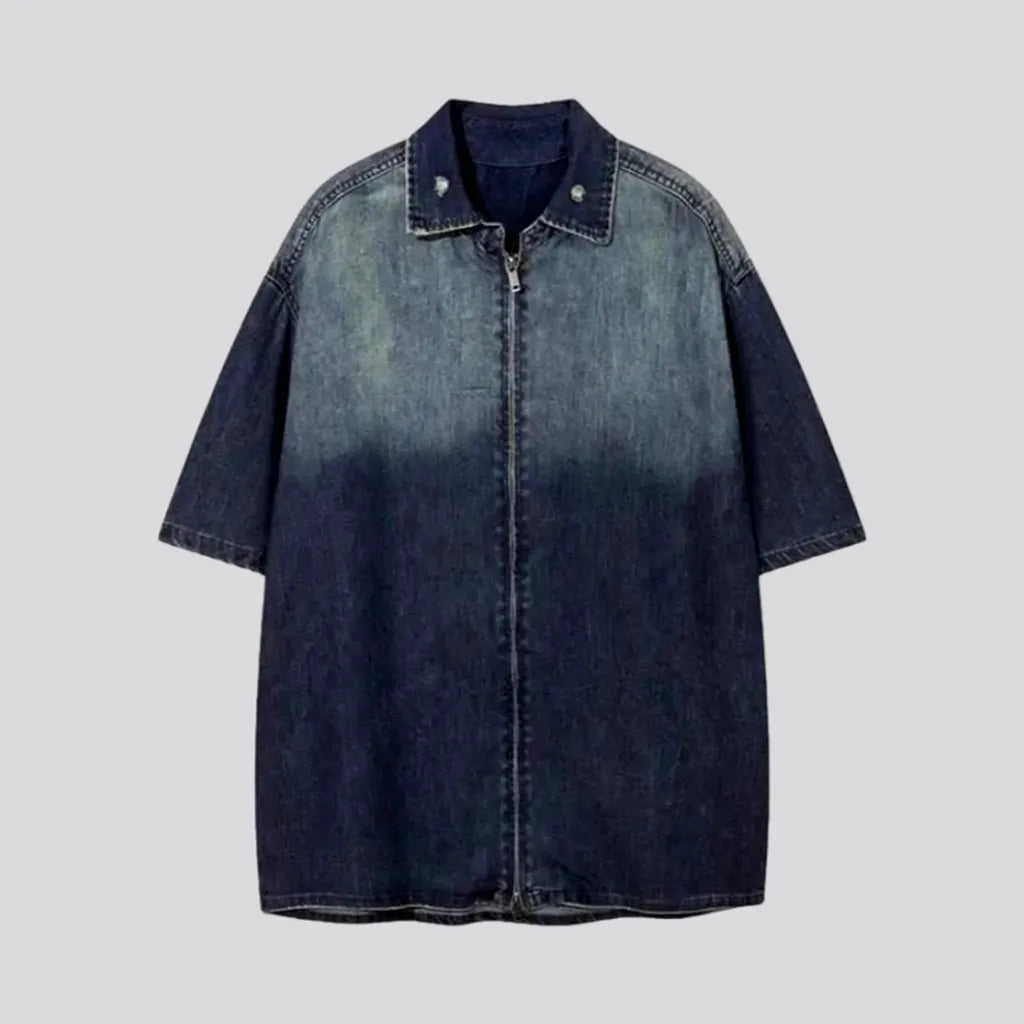 Half-sleeves contrast men's denim shirt | Jeans4you.shop